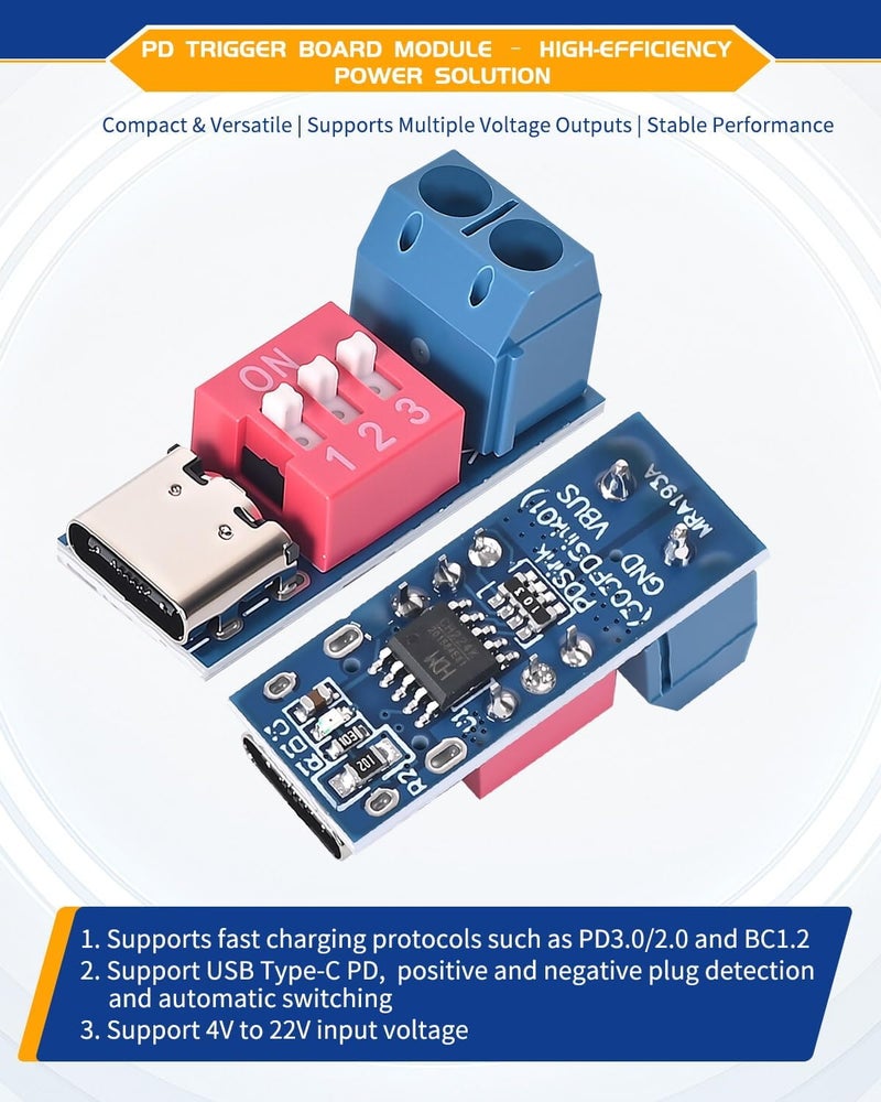 LYLANMO 4PCS USB Type-c Charger Power Delivery Module Voltage selector to 5V9V12V20V PD/QC Decoy Board Fast Charge USB-C PD Trigger Board Module - Image 3